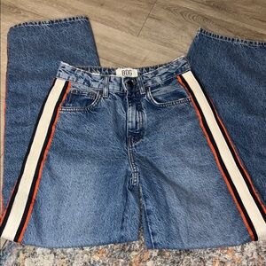 BDG Blue Jeans with Orange and White Stripes